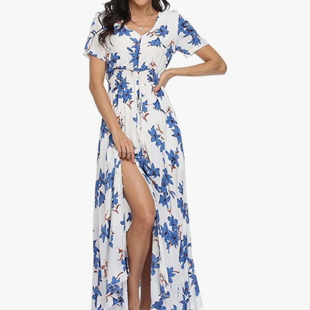 Blue floral maxi dress size xxl